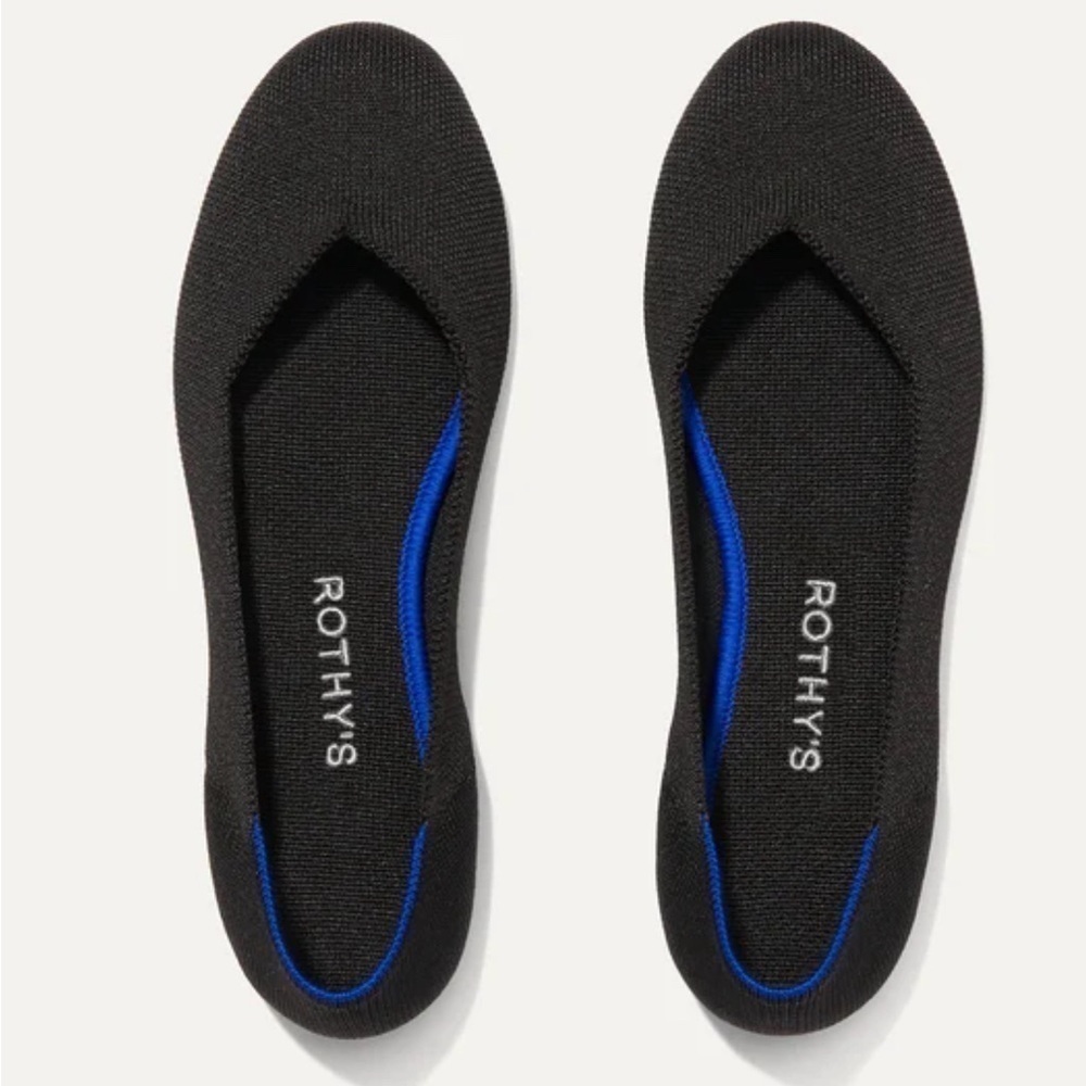 NEW Rothy’s The Flat Round Toe Knit Ballet Flat in Black Solid Women’s Sz 8